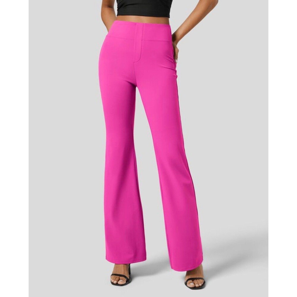 Halara Flex™ High Waisted Back Side Pocket Slight Flare Work Pants - Raspberry
